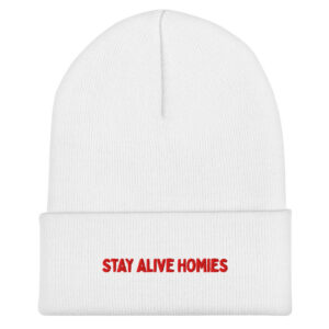 Stay Alive Homies™ — Signature Embroidered Beanie | Red Lettering Edition